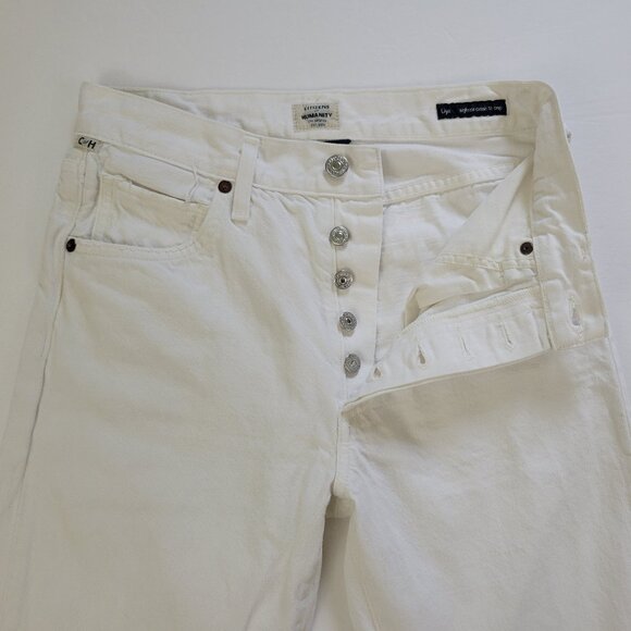 COH Liya High Rise Classic Fit Crop Jean in Distressed Selvedge White - Picture 10 of 16